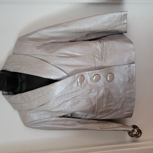 VINTAGE JERRY LEWIS SILVER LEATHER JACKET